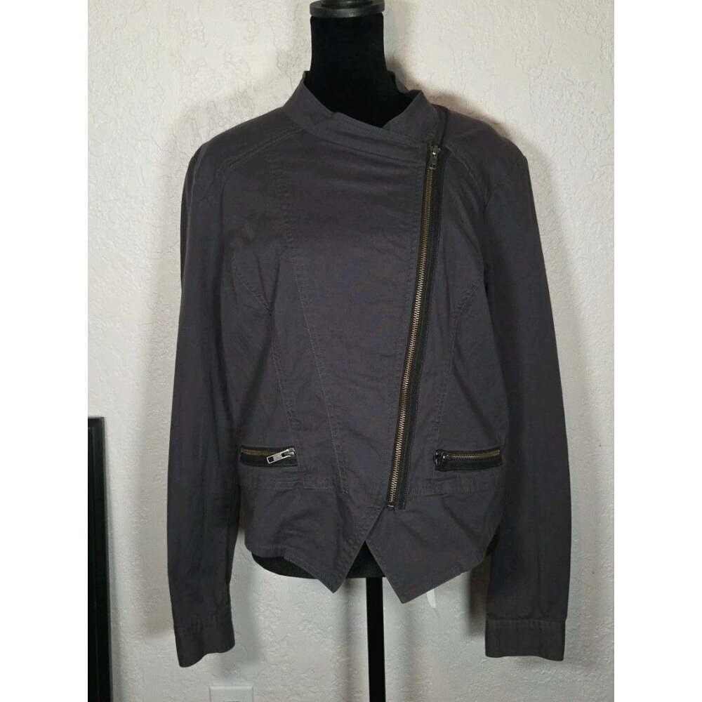 Cabi Women's Medium Twilight Asymmetrical Moto Jacket Zipper Gray